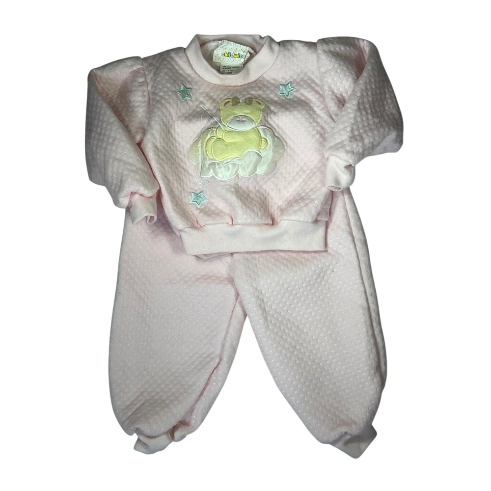 Vintage‎ Childwise Pink Quilted Teddy Bear Sweatshirt and Pants Set 24 Months